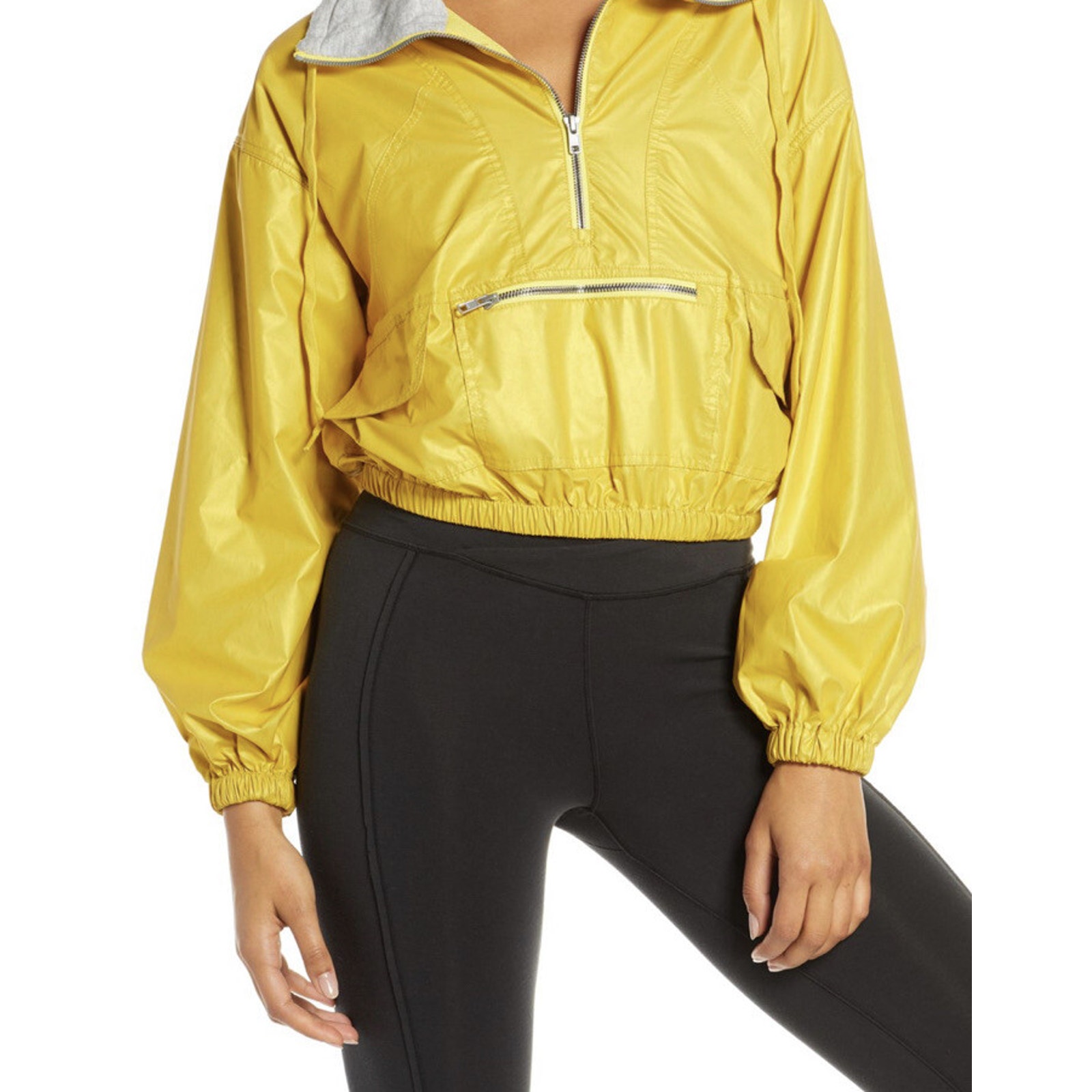 Nwt Free People Fp Movement Reflective Crop Jacket Gold Yellow Jacket Xs $148